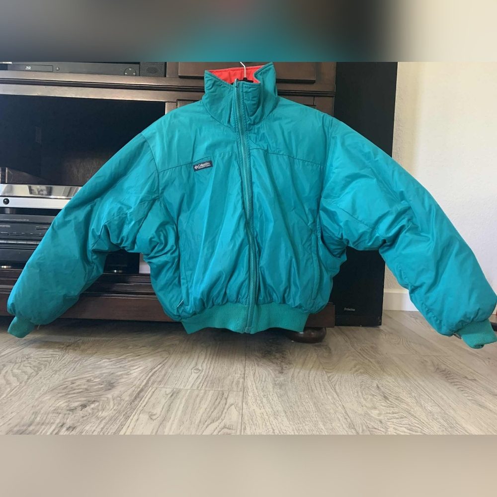 Columbia mens size m reversible down fill puffer jacket vtg 90s